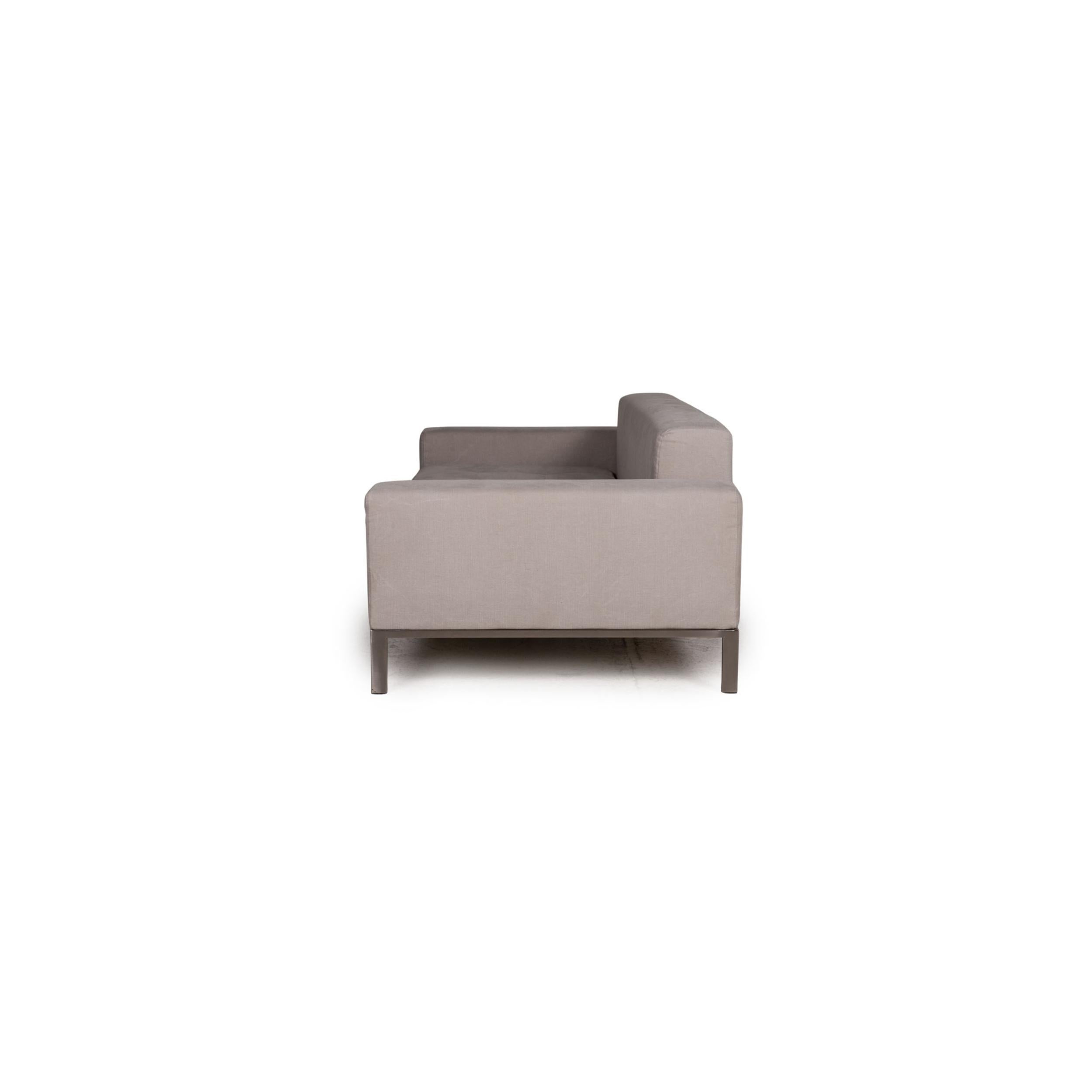 Zanotta Alfa Fabric Sofa Gray Two-Seater Couch For Sale 2