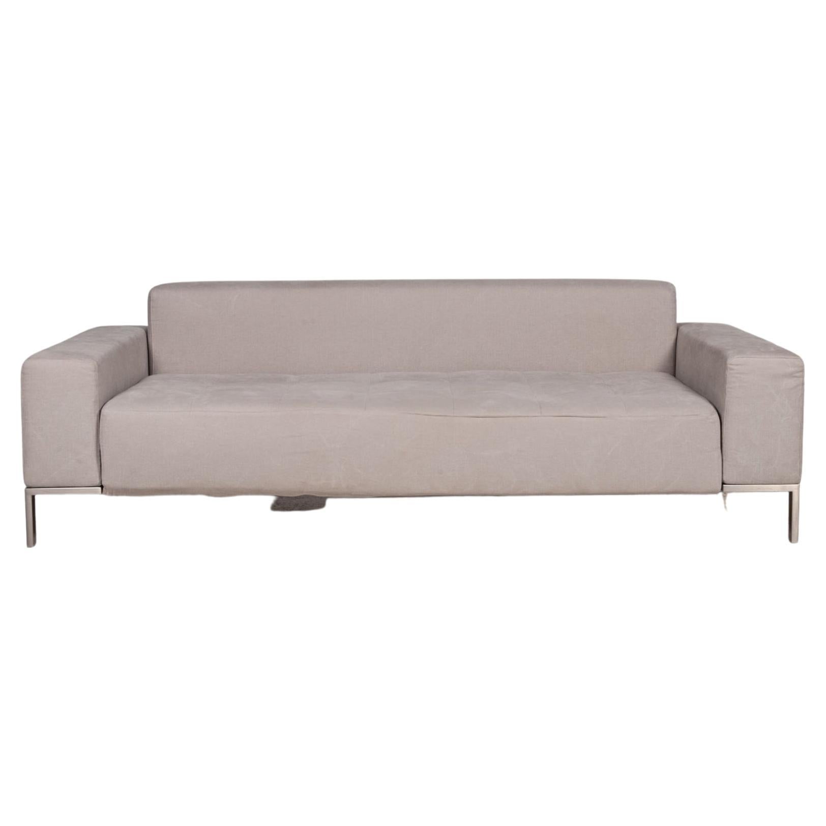 Zanotta Alfa Fabric Sofa Gray Two-Seater Couch For Sale