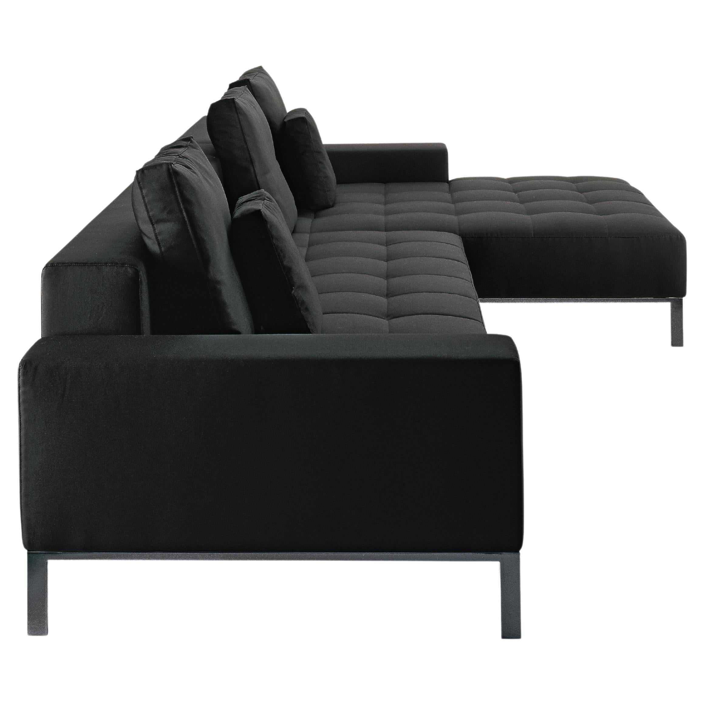 Zanotta Alfa Modular Sofa in Vico Fabric with Black Steel Frame by Emaf Progetti