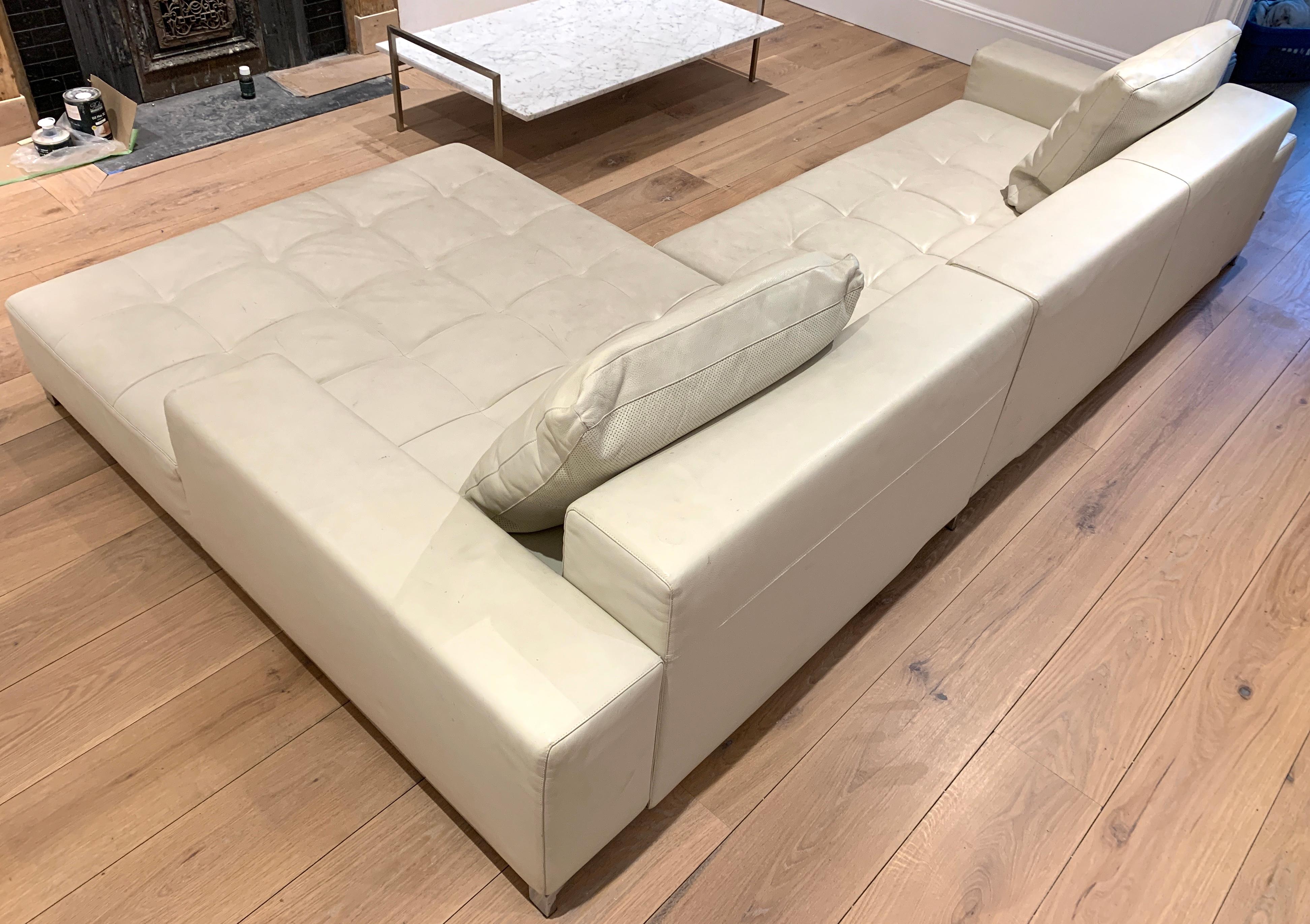 Zanotta Alfa Sofa-Sessel aus weißem Leder  (Moderne) im Angebot