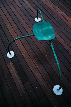 Zanotta Allunaggio Outdoor Stool in Grass Green Steel and Aluminium