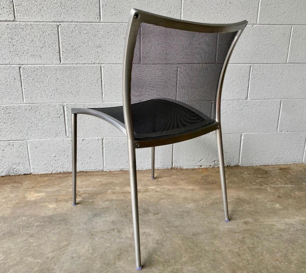 Late 20th Century Zanotta Aluminum Chairs, Made in Italy, pair of 2 For Sale