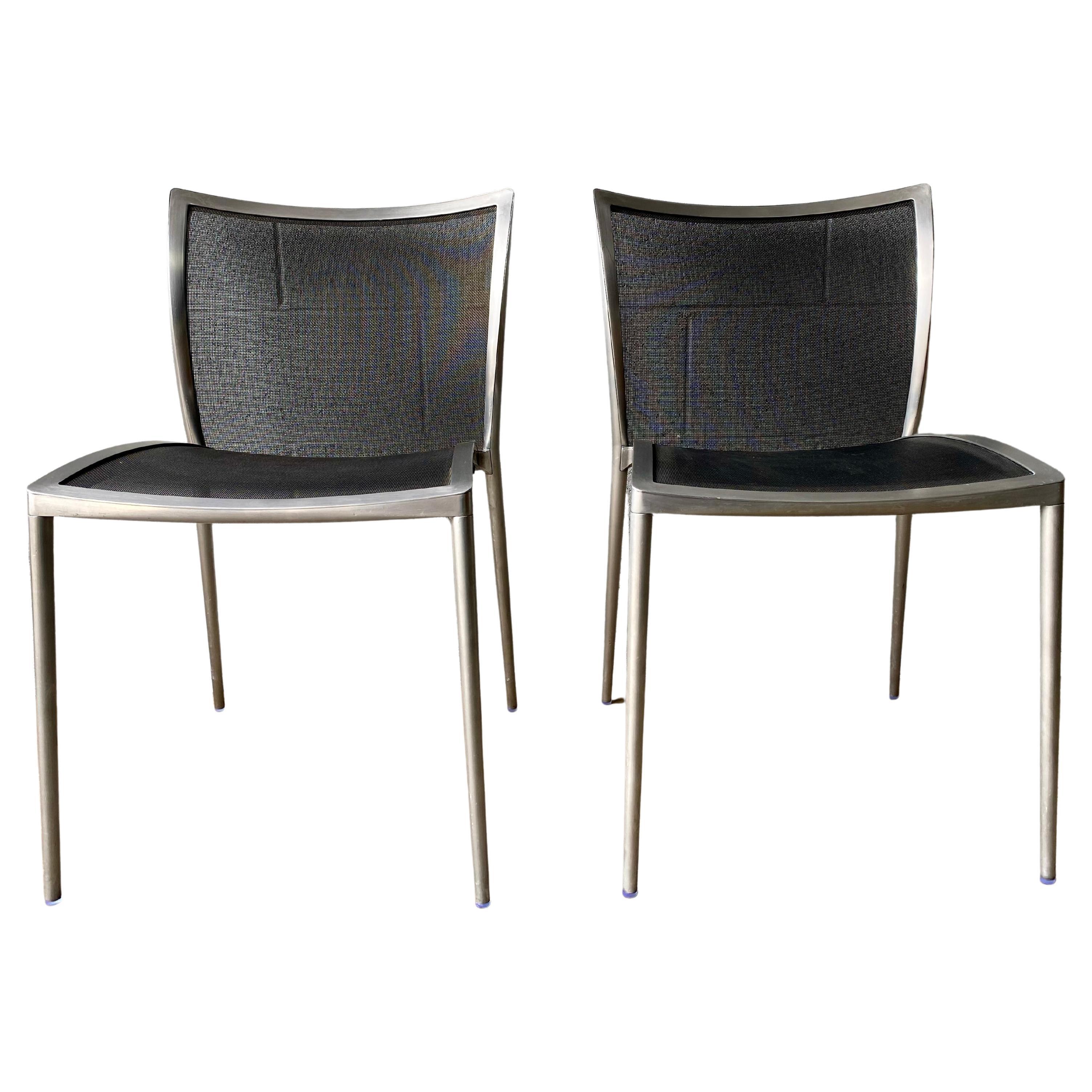 Zanotta Aluminum Chairs, Made in Italy, pair of 2