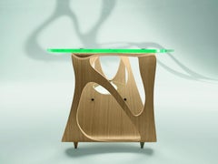 Zanotta Arabesco CM Table in Glass Top with Natural Oak by Carlo Mollino