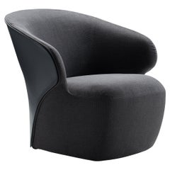 Zanotta Arom Armchair in Black Talasso Fabric and Exterior in Black Cowhide