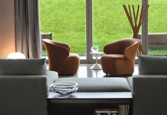 Zanotta Poltrona Arom in Pelle Extra Naturale Arancione