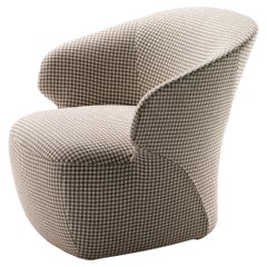 Zanotta Arom Armchair in Pied De Poule White and Brown Fabric