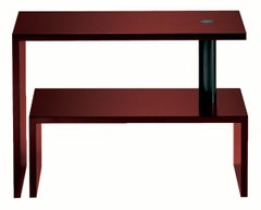 Zanotta Basello Rotating Shelves Small Table in Burgundy Finish
