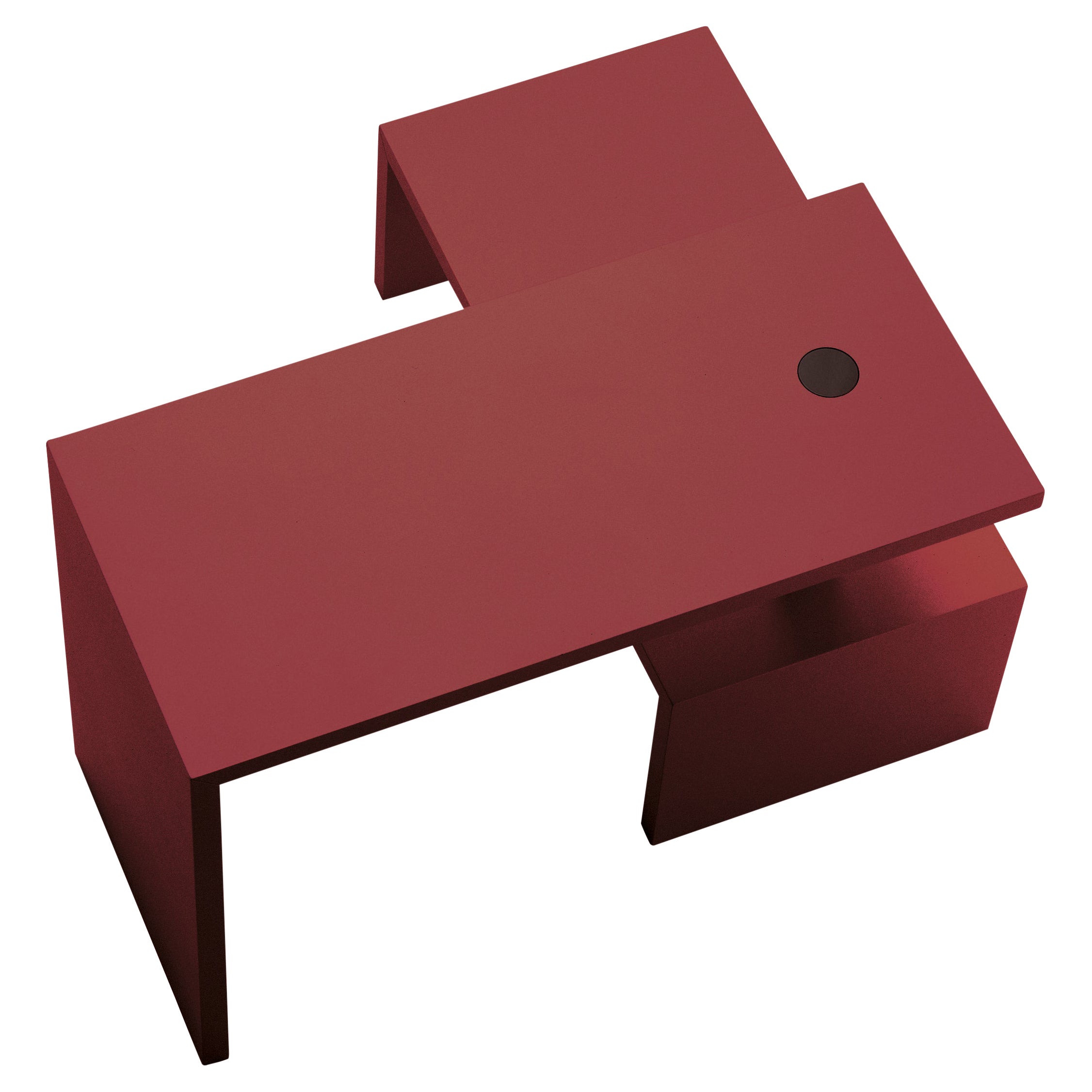 Zanotta Basello Rotating Shelves Small Table in Burgundy Finish