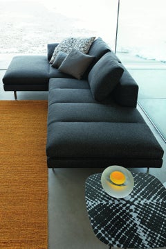 Zanotta Bruce Sectional Sofa in Grey Upholstery with Polished Aluminum Frame