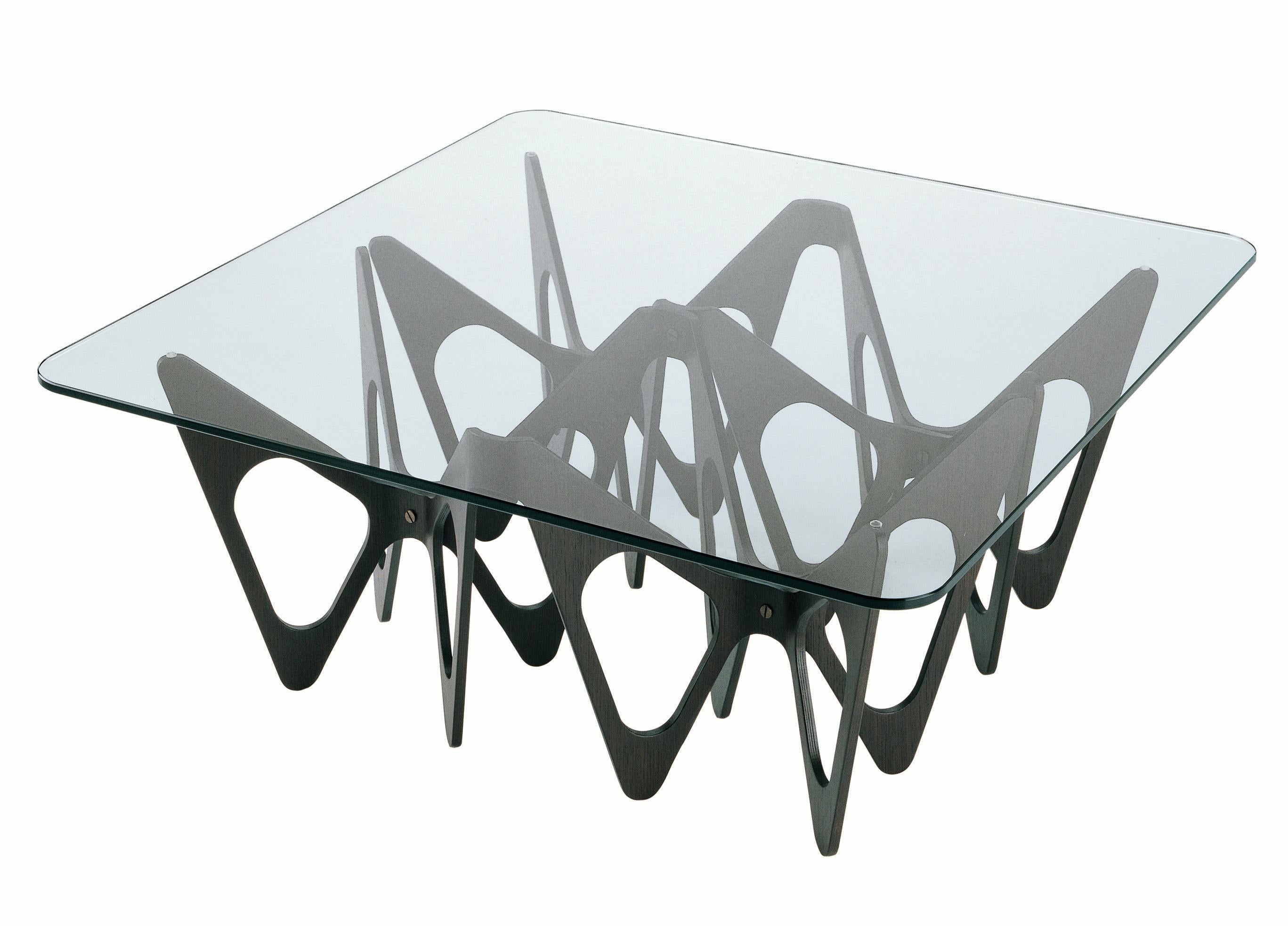 Contemporary Zanotta Butterfly Glass Top Coffee Table by Alexander Taylor For Sale