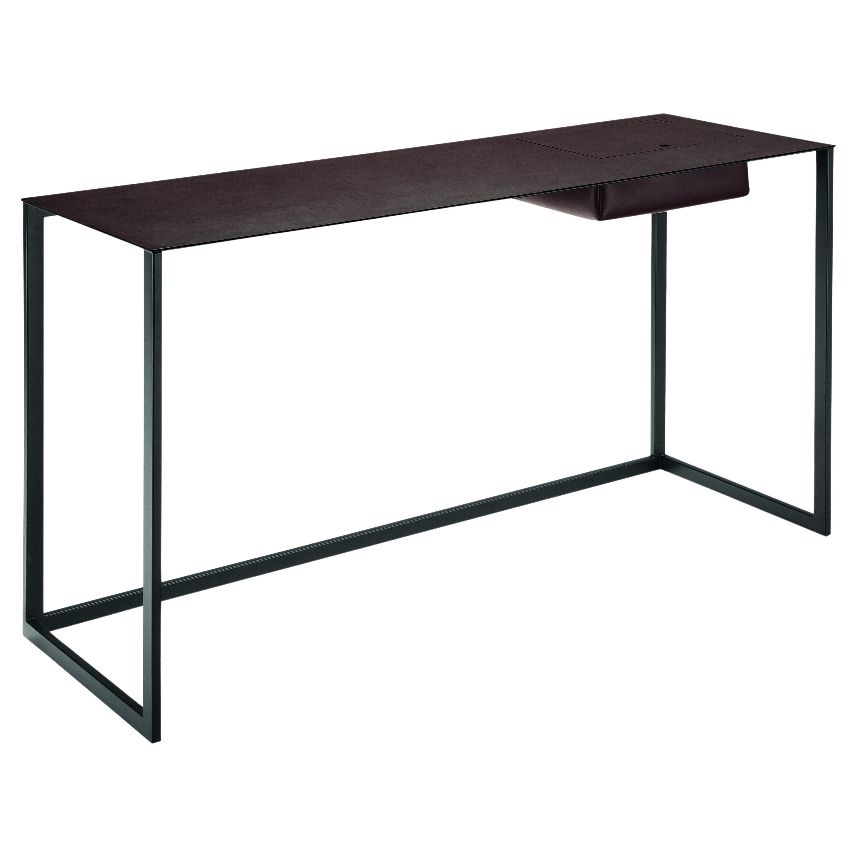 Zanotta Calamo Desk in Black Top with Steel Frame by Gabriele Rosa