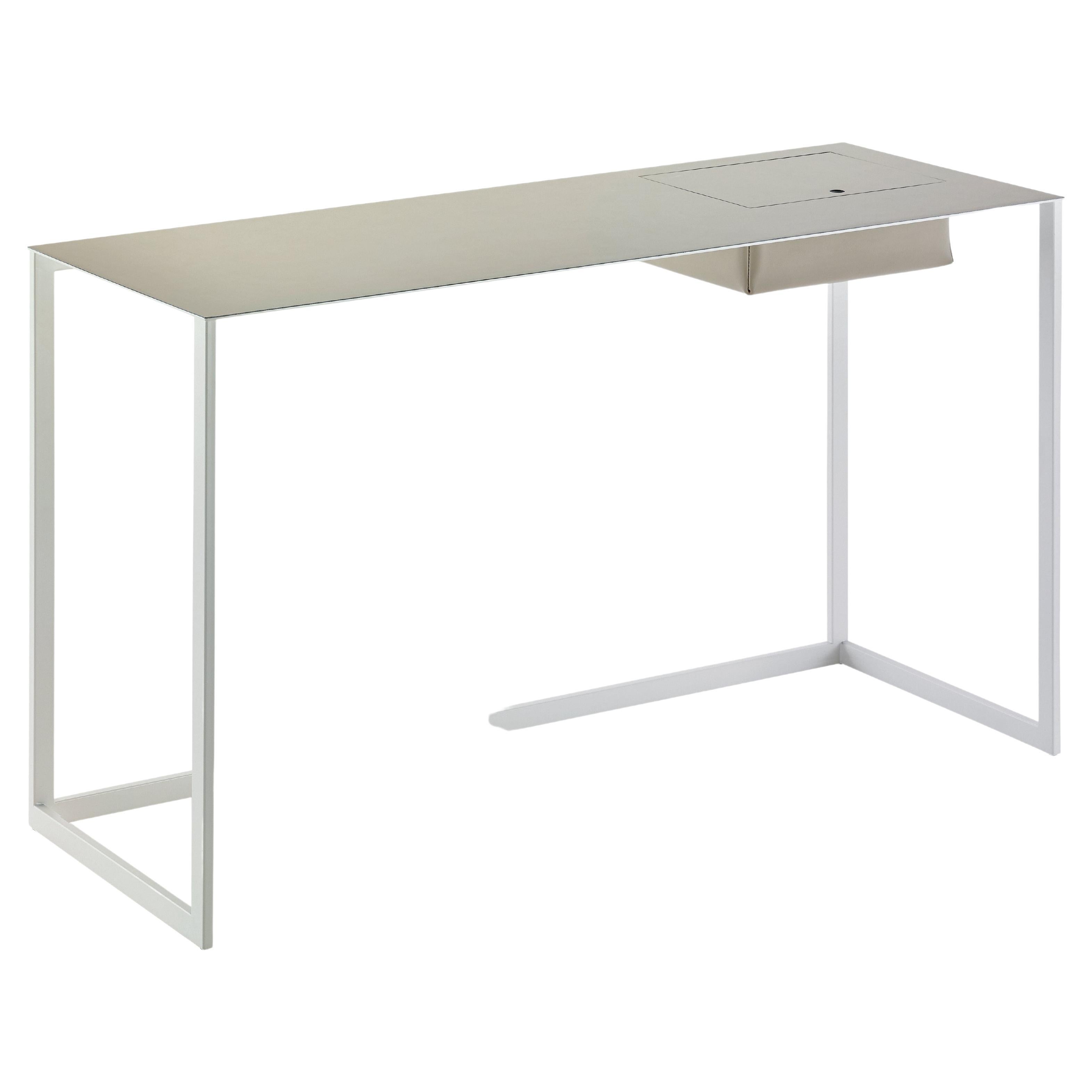 Zanotta Calamo-Schreibtisch mit weißer Platte und Stahlrahmen von Gabriele Rosa