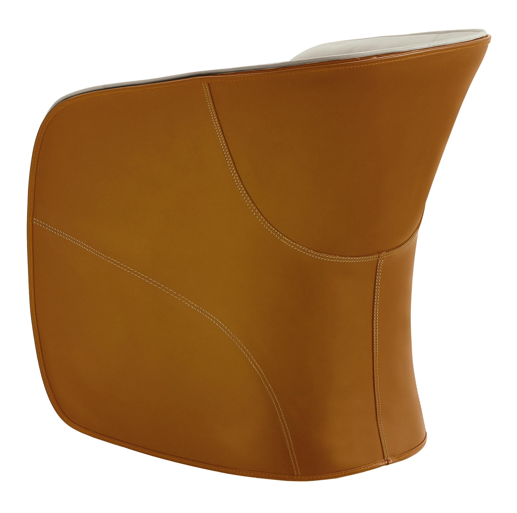 Zanotta Calla Armchair in Beige and Brown Upholstery with Steel Frame by Noé Duchaufour Lawrance

Base on castors or fixed with feet. Steel frame. Upholstery with self-extinguishing polyurethane foam/heat-bound polyester fibre with elastic strips