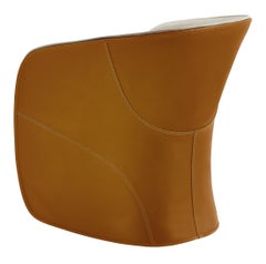 Zanotta Calla Sessel mit beiger und brauner Polsterung und Stahlrahmen