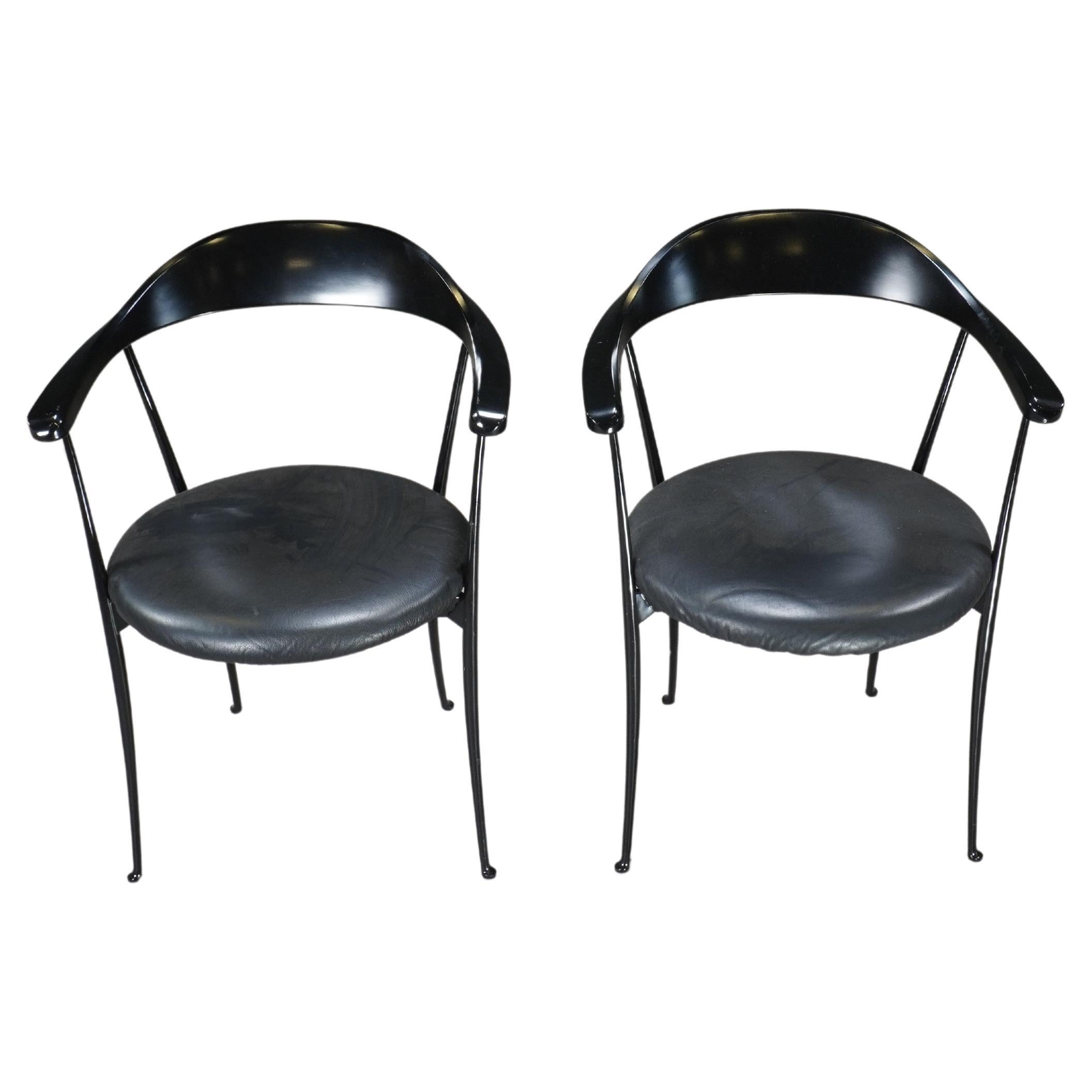 Zanotta Carmen Black Dining Chairs by Enzo Mari, Set of Two