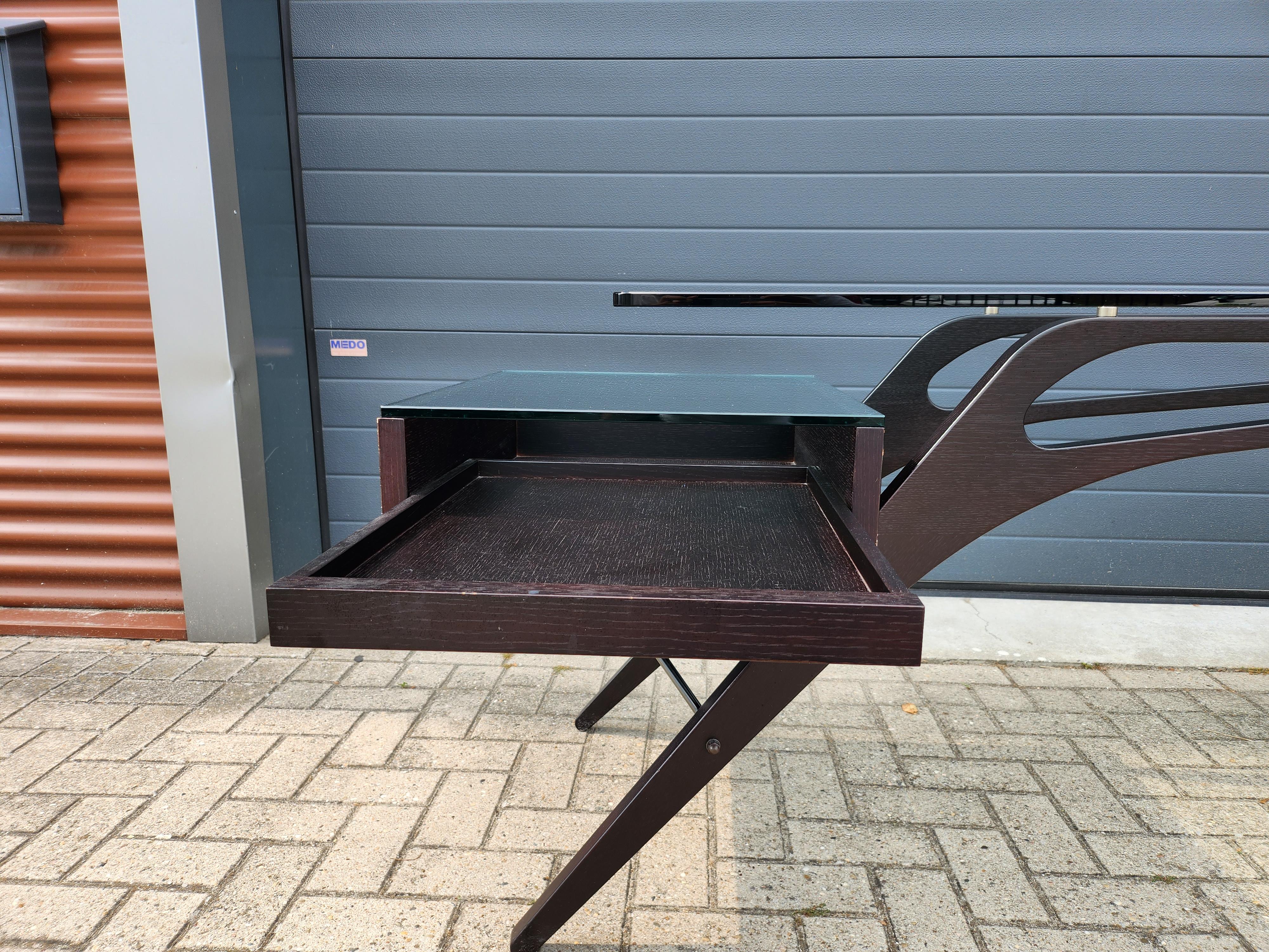 Mid-20th Century Zanotta Cavour CM Desk in Black Varnished Oak Frame by Carlo Mollino
