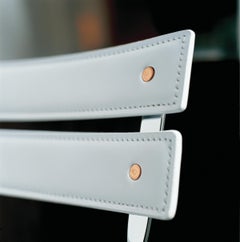 Zanotta Celestina Folding Chair in White Painted Steel Frame by Marco Zanuso