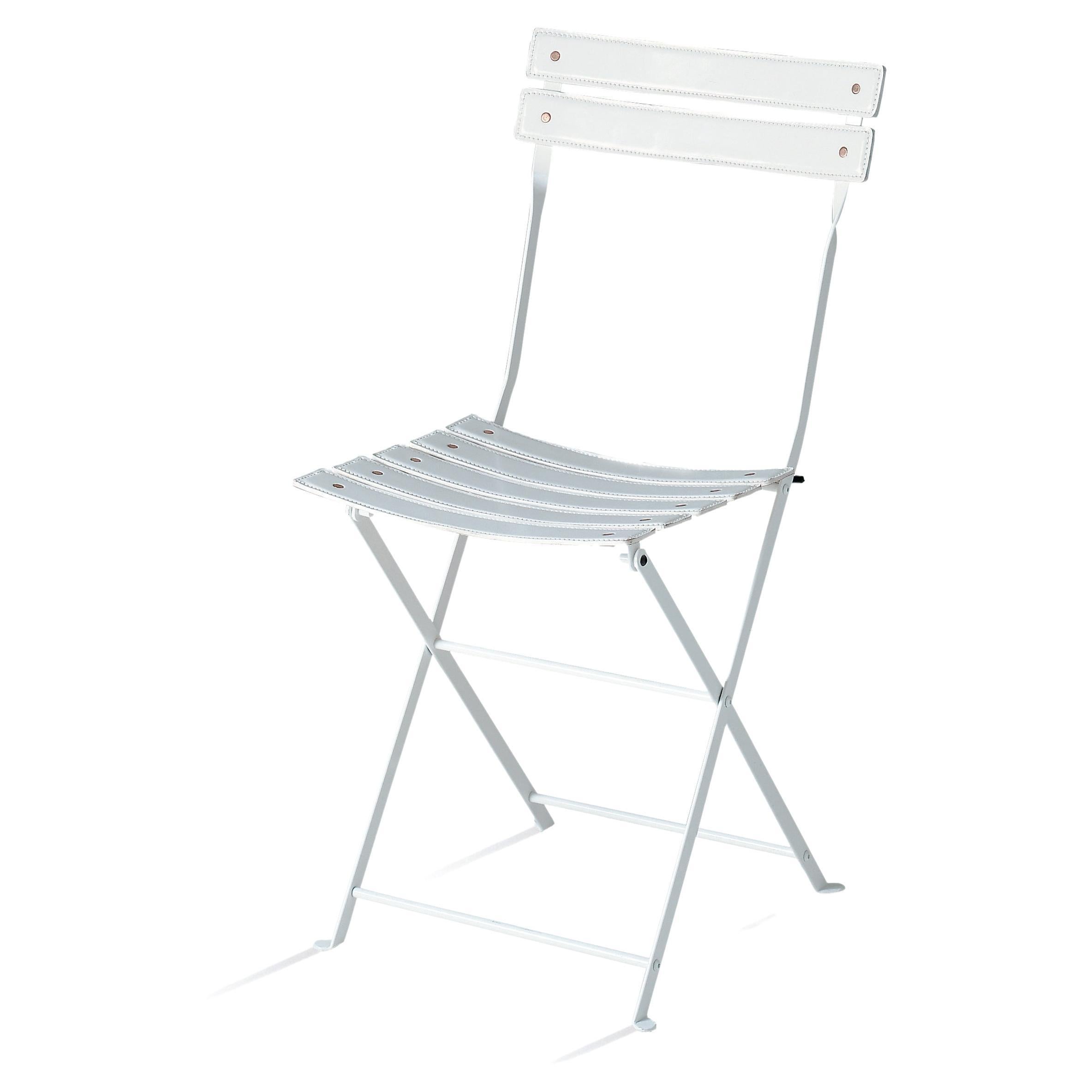 Zanotta Celestina Folding Chair in White Painted Steel Frame by Marco Zanuso