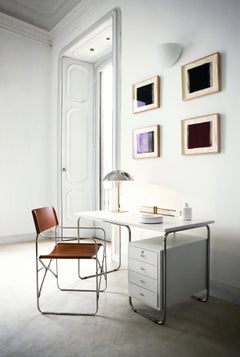 Zanotta Comacina Writing Desk in White Top & Stainless Steel by Piero Bottoni
