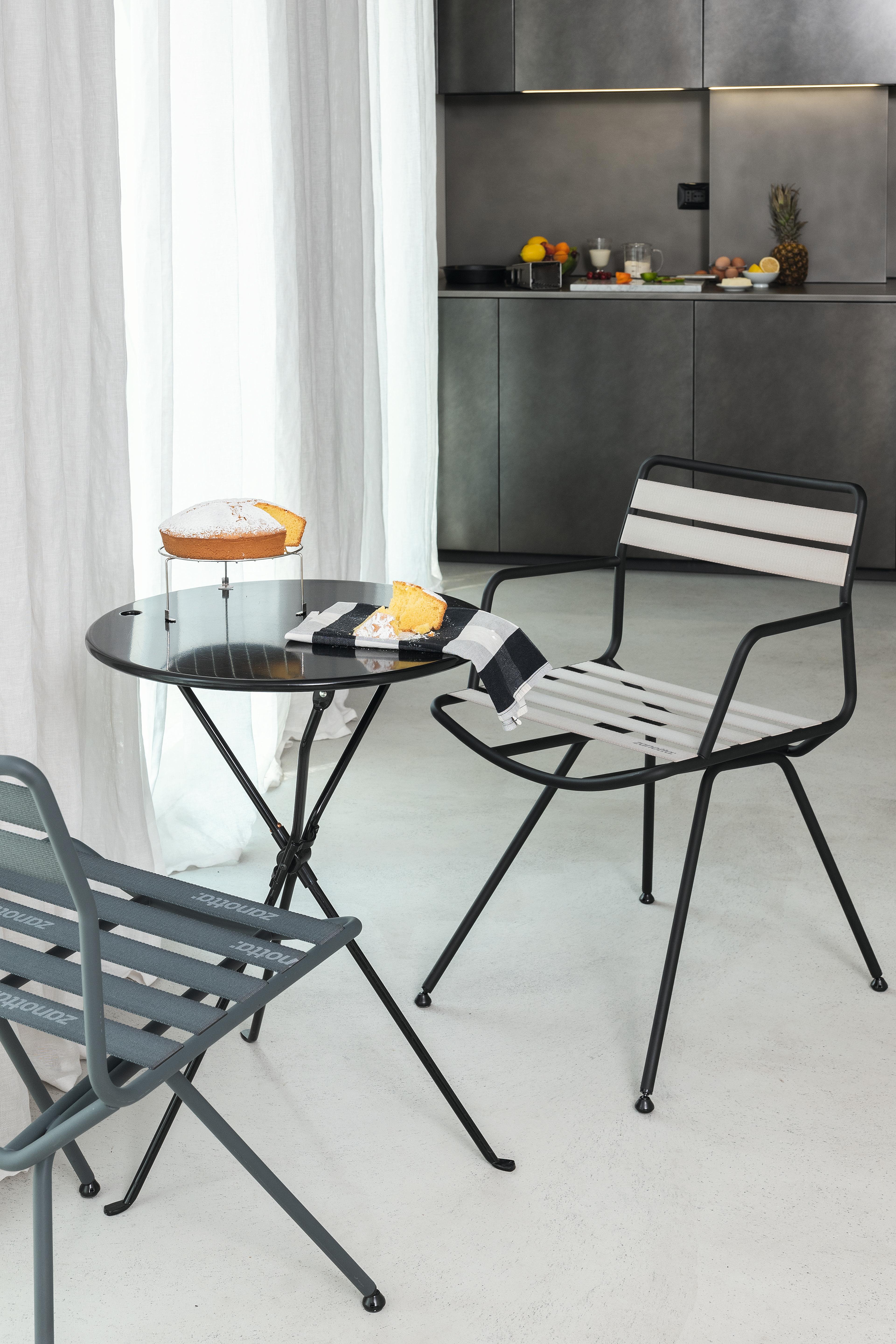 Italian Zanotta Dan Armchair in Anthracite Elastic Seat & Back with Matt Black Steel  For Sale