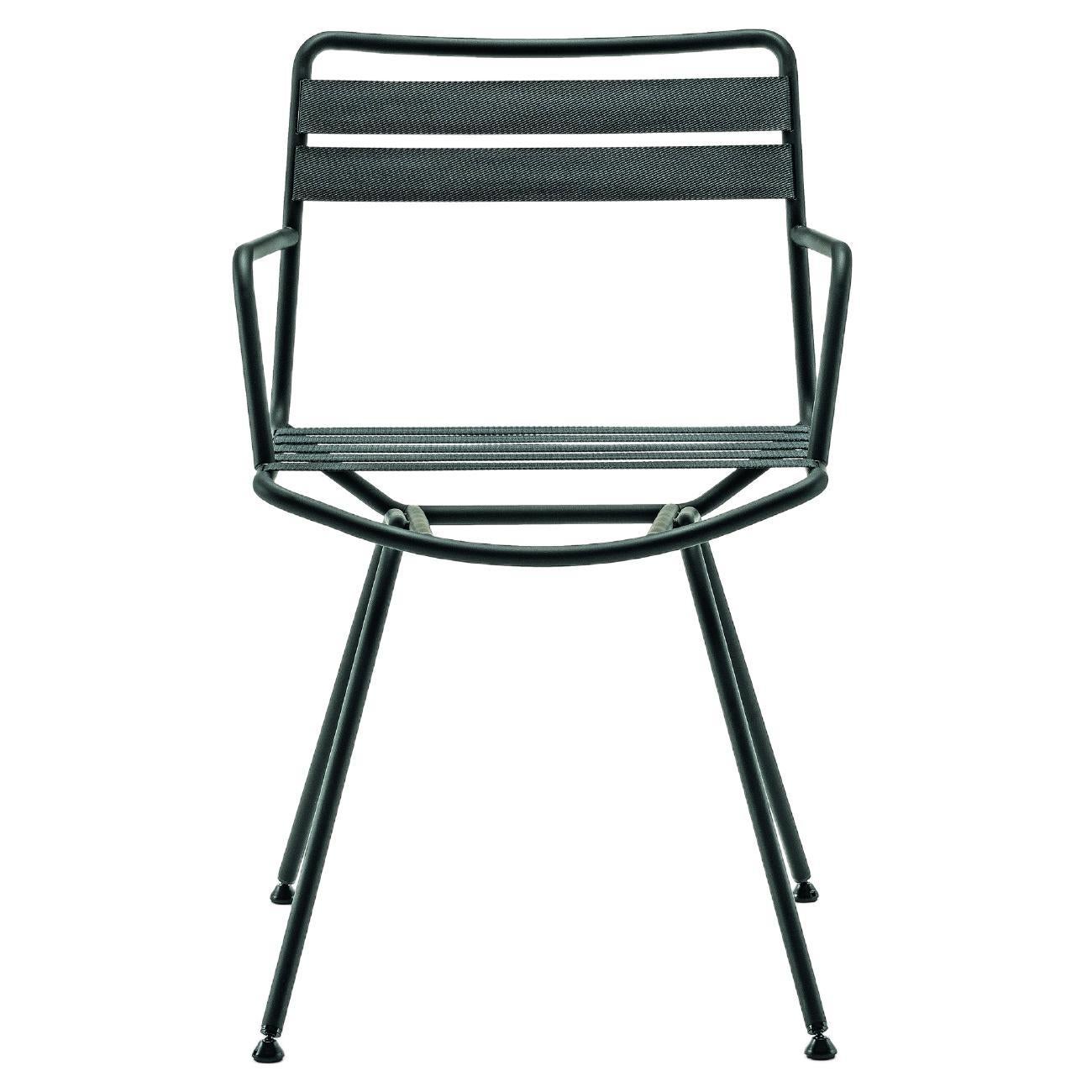 Zanotta Dan Armchair in Anthracite Elastic with Black Stainless Steel Frame