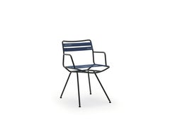 Zanotta Dan Armchair in Blue Elastic Seat & Back with Matt Black Steel Frame