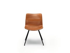 Zanotta Dan Chair in Brown Cowhide and Matt Black Steel Frame by Patrick Norguet