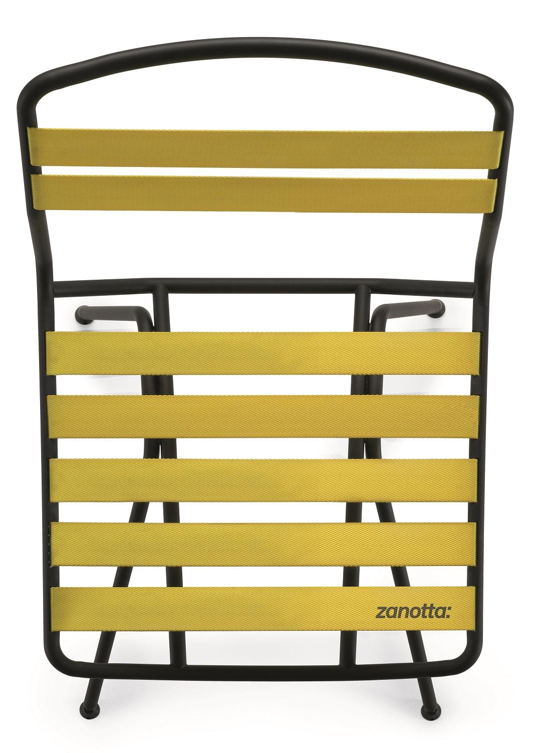 Italian Zanotta Dan Chair in Yellow Elastic Seat & Back with Matt Black Steel Frame For Sale