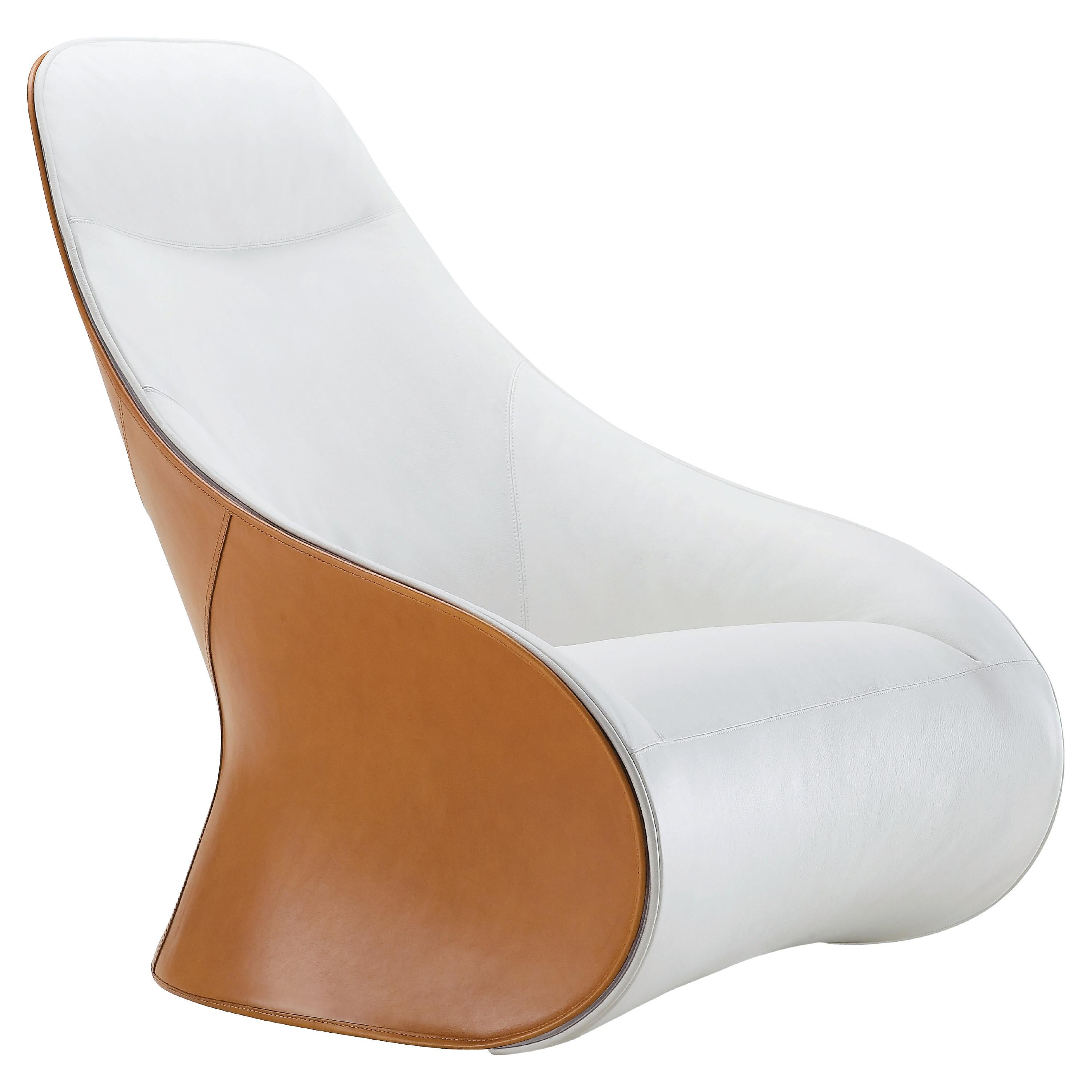 Fauteuil Zanotta Derby en tissu blanc rembourré par No Duchaufour Lawrance