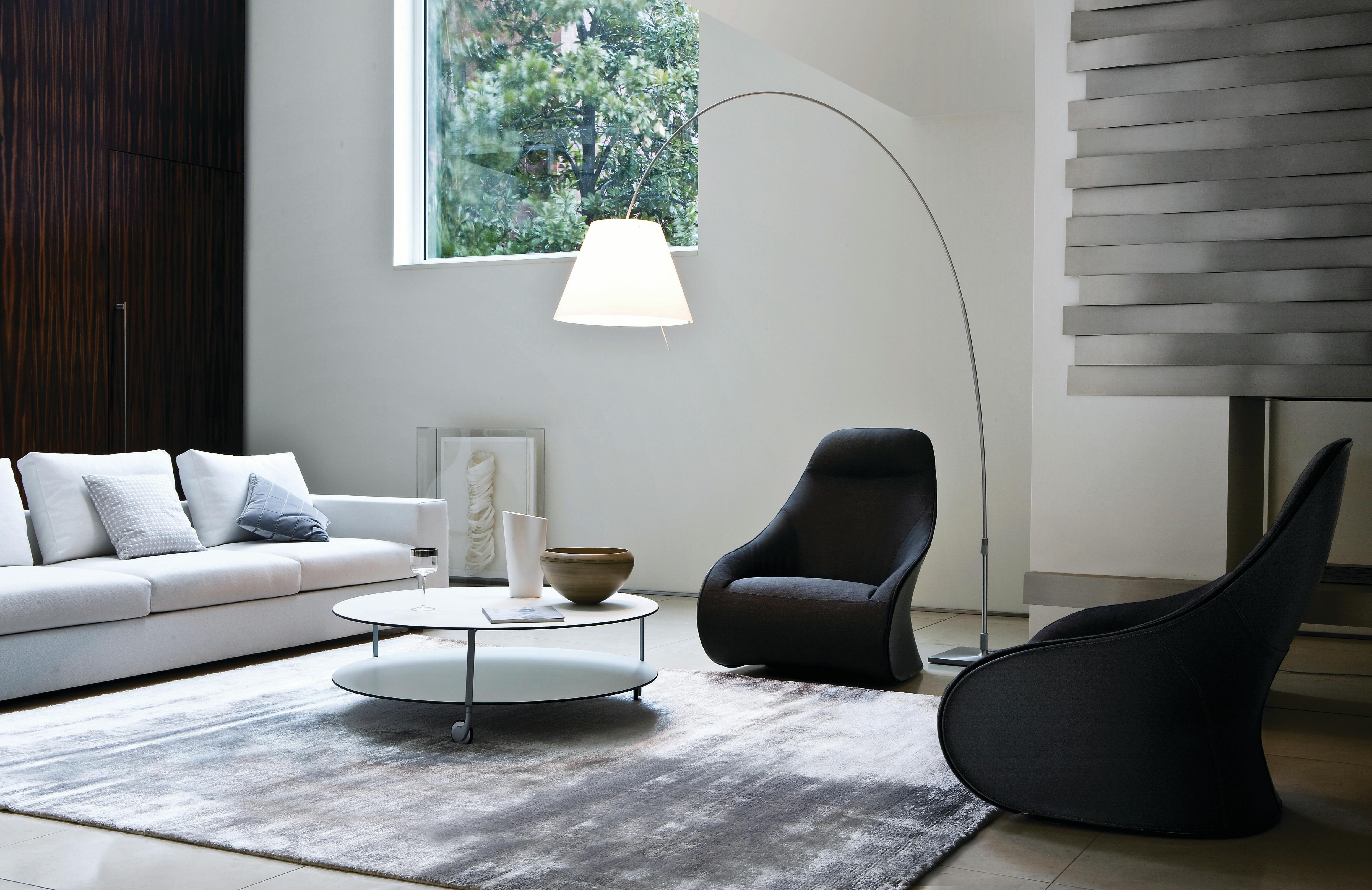 Contemporary Zanotta Derby Armchair with Pouf in White Upholstery by Noé Duchaufour Lawrance For Sale