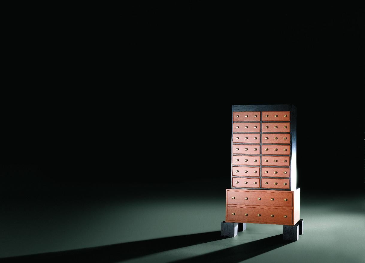Pearwood Zanotta Edizioni Mombasa Chest of Drawers in Brown Painted by Ettore Sottsass For Sale