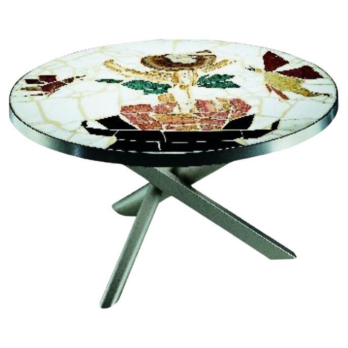 Table d'appoint Zanotta Edizioni Pompei avec plateau en marbre par Alik Cavaliere