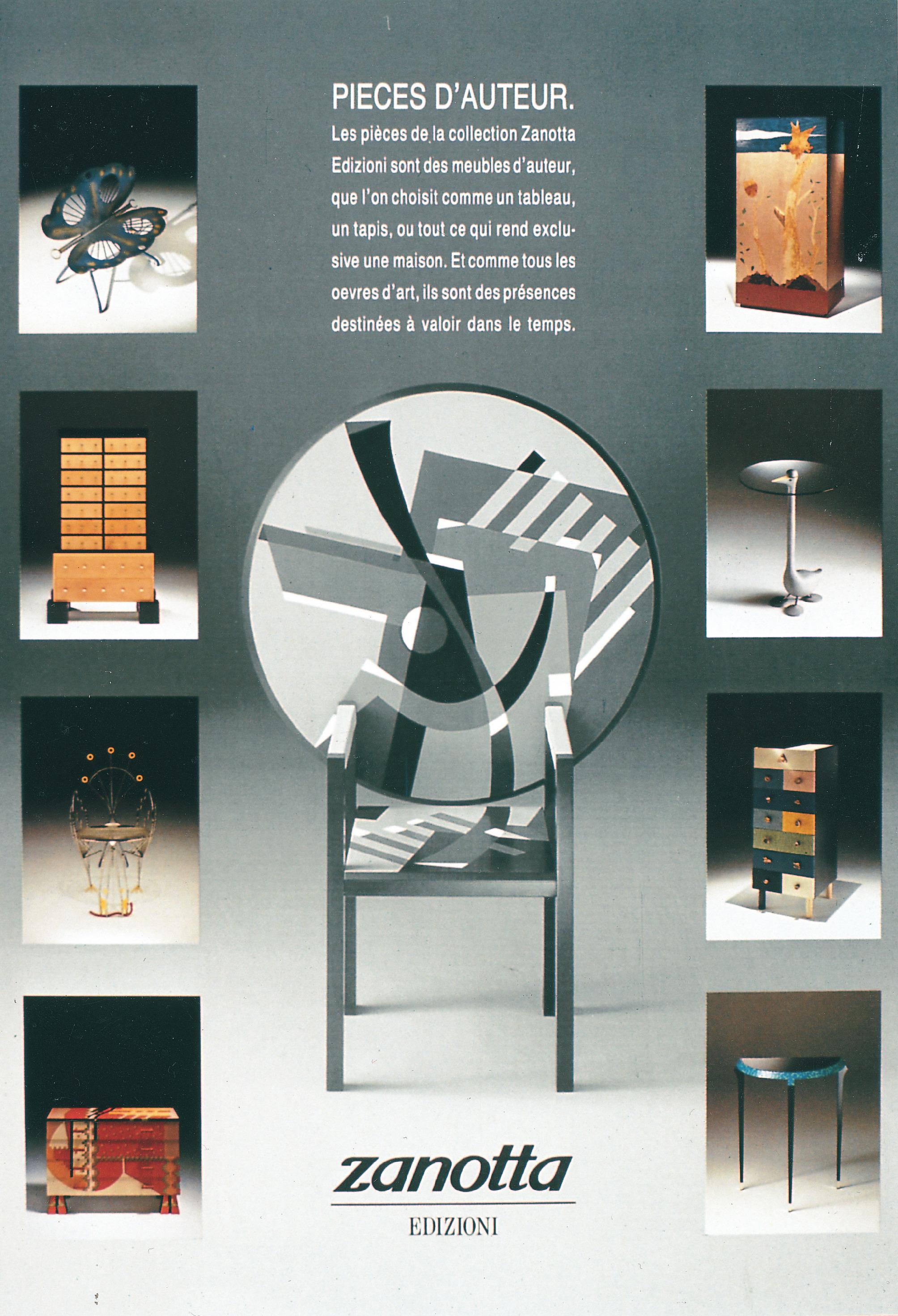 Zanotta Edizioni Zabro Table Chair in Lacquered Wood by Alessandro Mendini In New Condition For Sale In Brooklyn, NY
