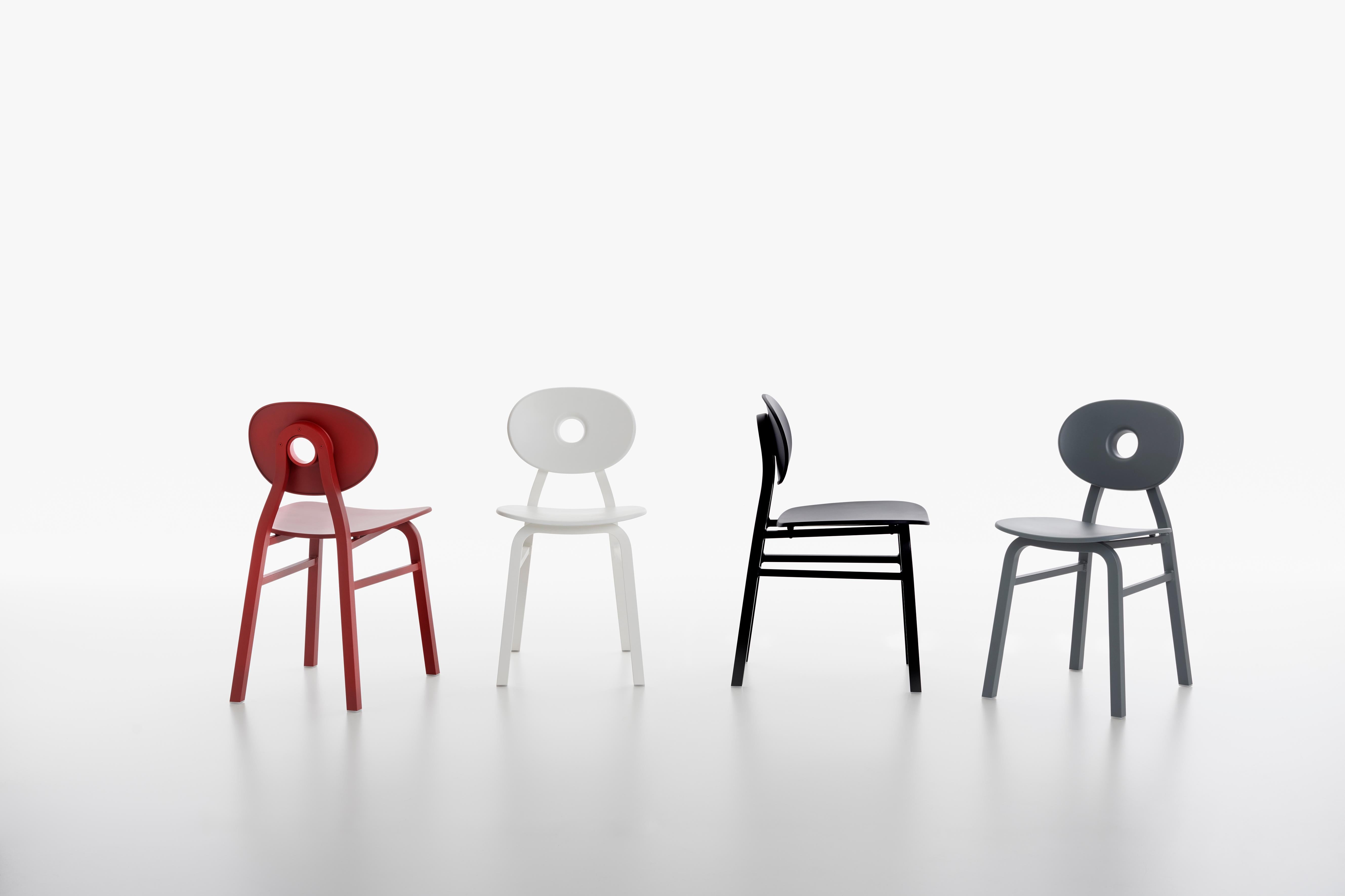 Italian Zanotta Elipse Chair in Amaranth Aluminum Frame by Patrick Jouin For Sale