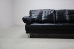 Canapé/lit de repos "Europa" en cuir noir, Zanotta, Italie 1988