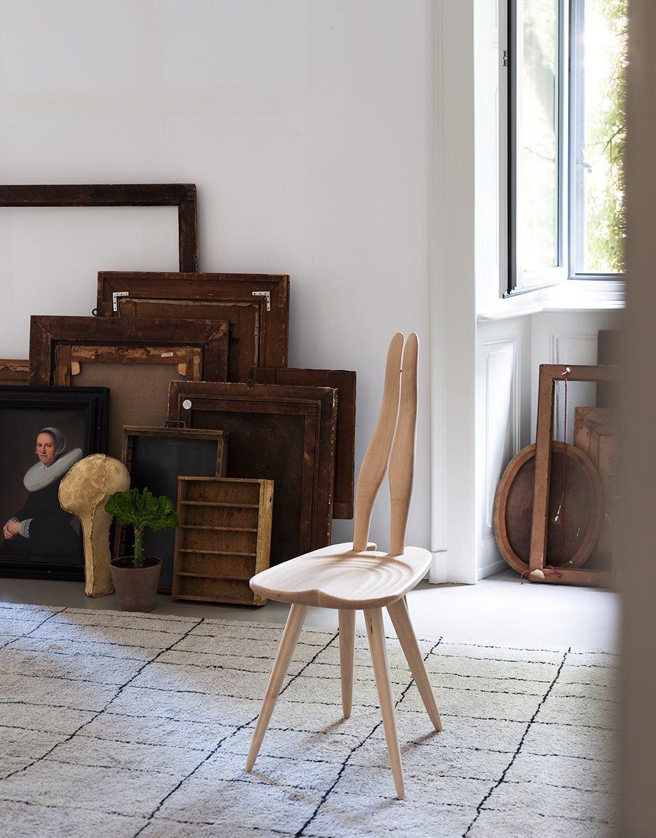 Contemporary Zanotta Fenis CM Solid Maple Wood Chair by  Carlo Mollino For Sale