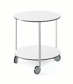 Zanotta Giro' Castor-Mounted Small Table with White Plastic Top by Anna Deplano