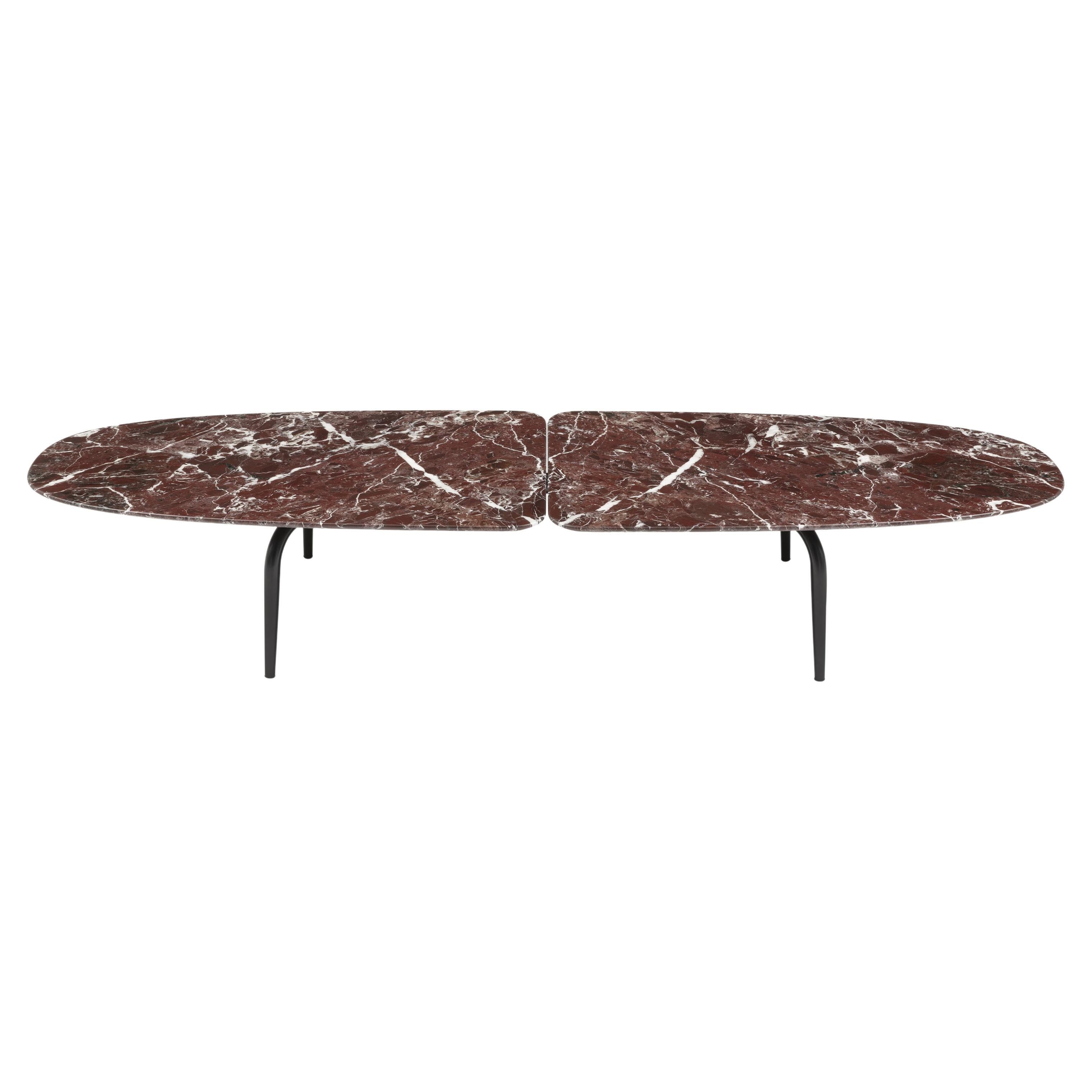 Zanotta Graphium Large Table in Red Lepanto Marble Top with Black Steel Frame For Sale