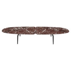 Zanotta Graphium Large Table in Red Lepanto Marble Top with Black Steel Frame