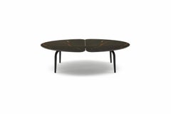 Zanotta Graphium Small Table in Sahara Noir Marble Top with Black Steel Frame