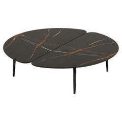 Zanotta Graphium Small Table in Sahara Noir Marble Top with Black Steel Frame