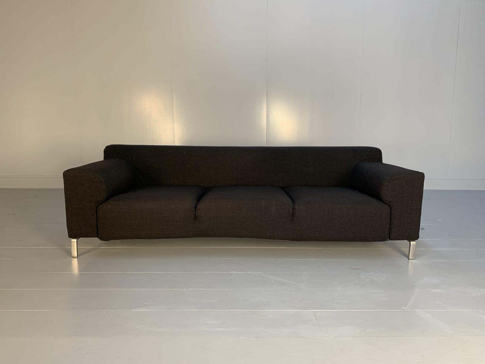 Contemporary Zanotta “Greg” 3-Seat Sofa & Armchair in Dark Grey Wool For Sale