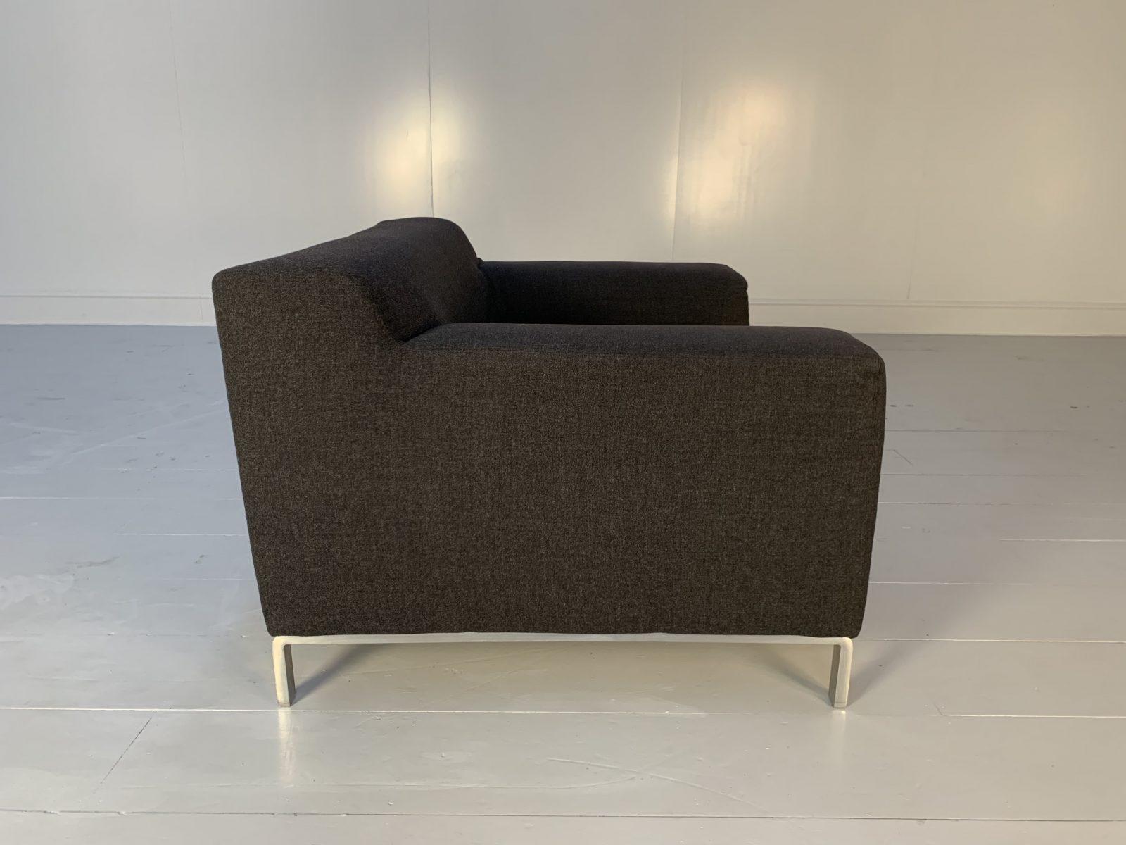 Zanotta “Greg” 3-Seat Sofa & Armchair in Dark Grey Wool For Sale 7