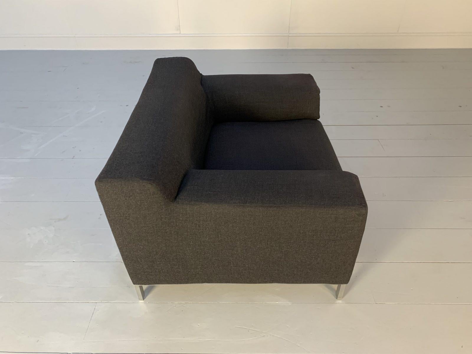 Zanotta “Greg” 3-Seat Sofa & Armchair in Dark Grey Wool For Sale 10