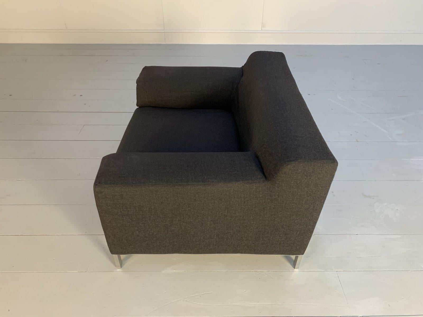 Zanotta “Greg” 3-Seat Sofa & Armchair in Dark Grey Wool For Sale 11