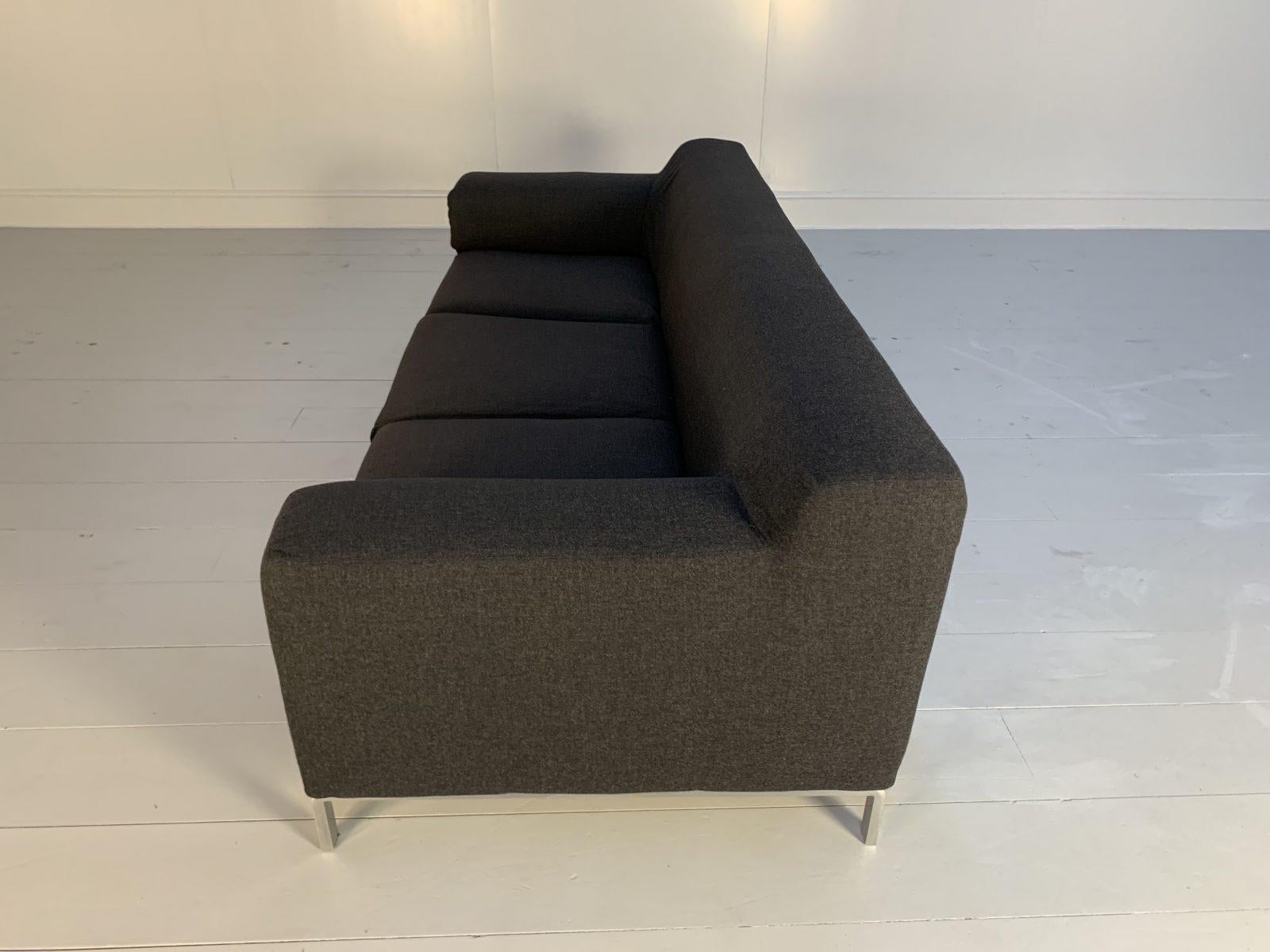 Zanotta “Greg” 3-Seat Sofa & Armchair in Dark Grey Wool For Sale 3