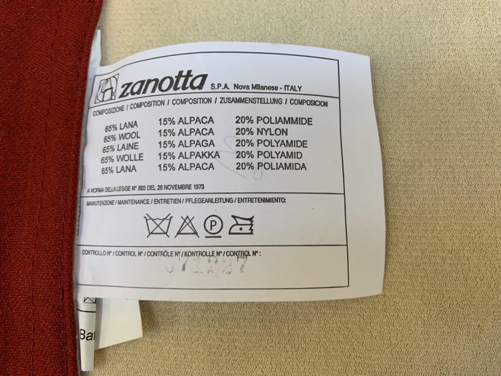 Zanotta “Greg” 3-Seat Sofa & Ottoman, in Red Alpaca Wool 7