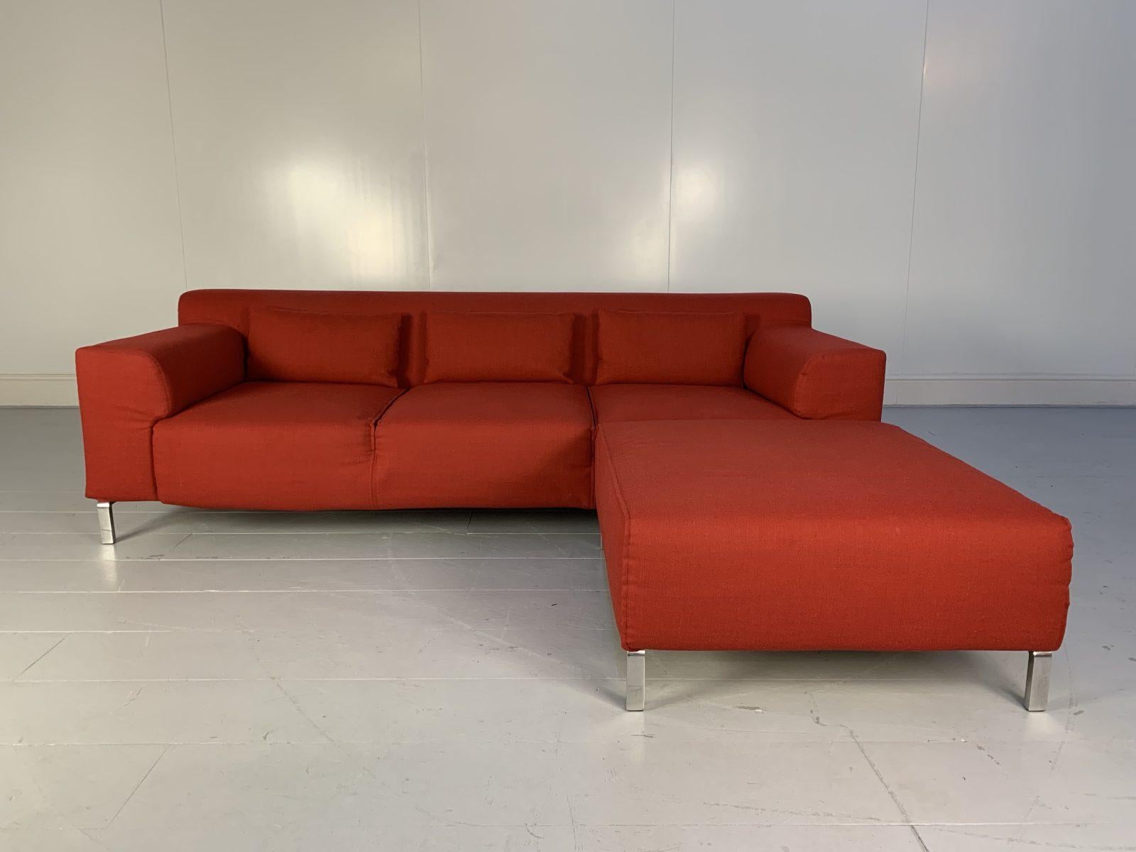 Zanotta “Greg” 3-Seat Sofa & Ottoman, in Red Alpaca Wool 1