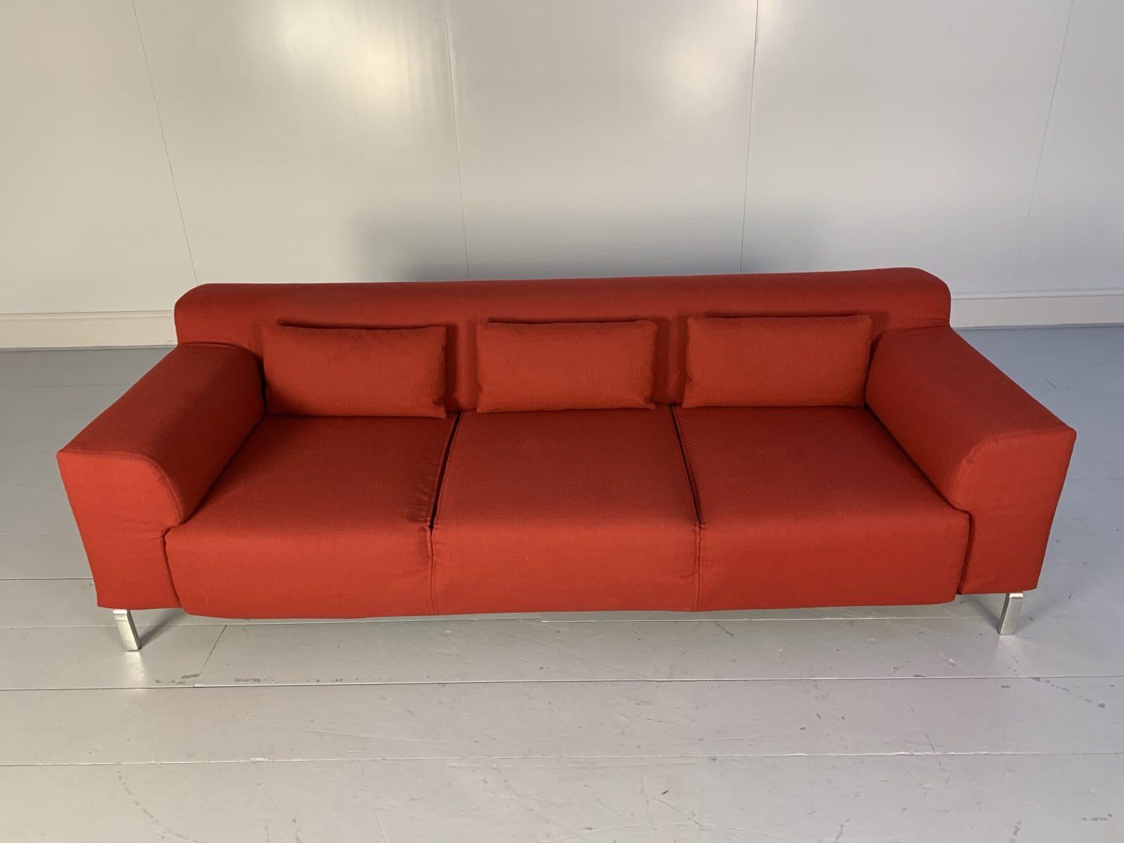 Zanotta “Greg” 3-Seat Sofa & Ottoman, in Red Alpaca Wool 2